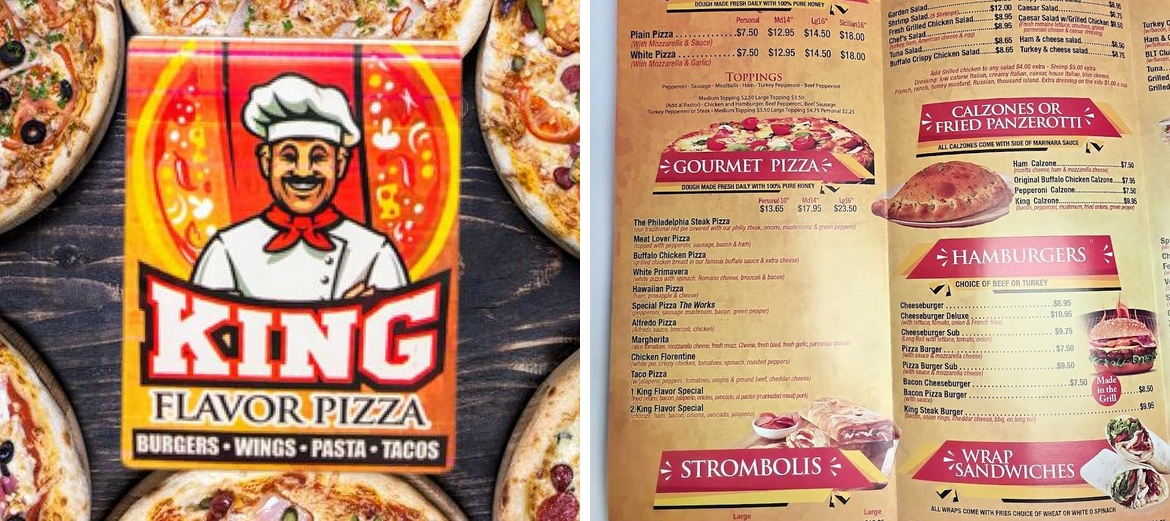 King Flavor Pizza Menu